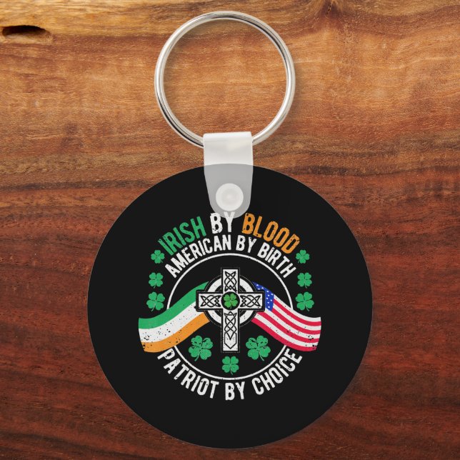 Porte-clés Drapeau irlandais américain Croix celtique Saint P (Recto)