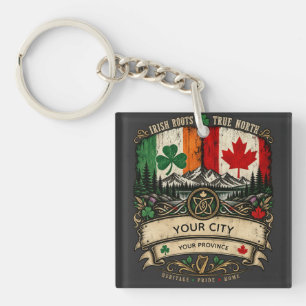 Porte-clés Drapeau irlandais canadien personnalisé Ville Prov