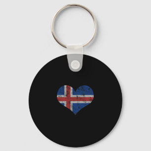 Porte-clés Drapeau Islande Islandais Amour Cœur Maison Vacanc