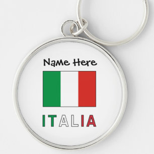 Porte-clés Drapeau italien Italia Personnalisation noire