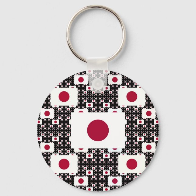 Porte-clés Drapeau japonais en calques Black BG (Recto)