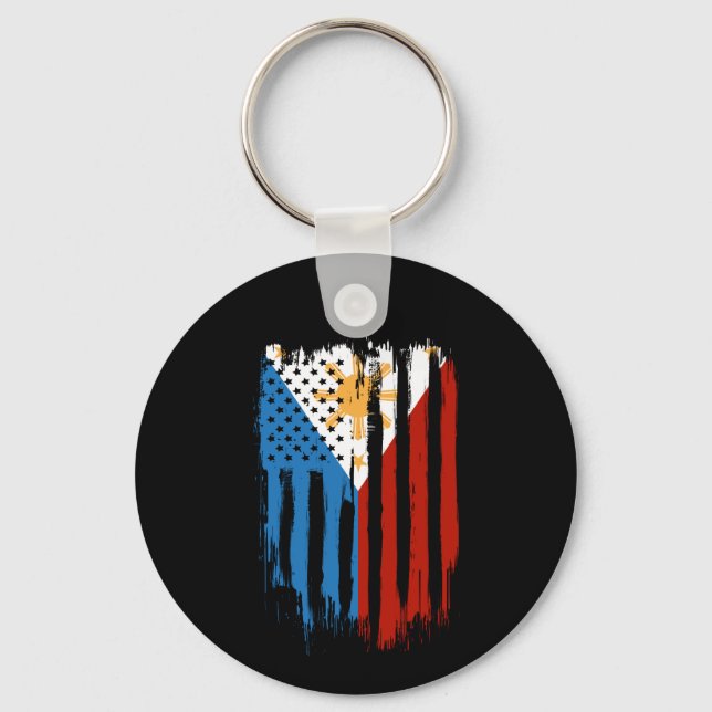 Porte-clés Drapeau mi-américain mi-philippin Philippines (Recto)