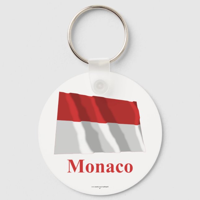 Porte-clés Drapeau Monaco avec nom (Recto)