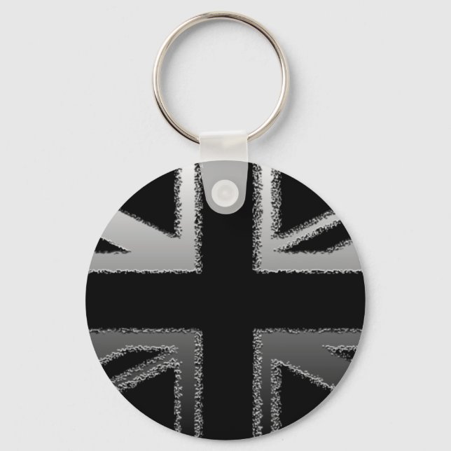 Porte-clés Drapeau noir et gris argenté Union (Recto)