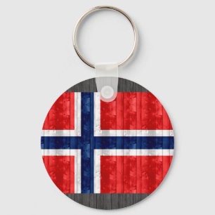 Porte-clés Drapeau norvégien en bois