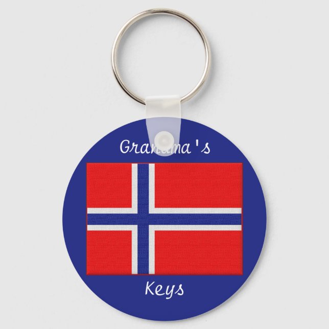 Porte-clés Drapeau norvégien grand-mère personnalisable (Recto)