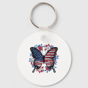 Porte-clés Drapeau papillon américain Patriotique 4 juillet