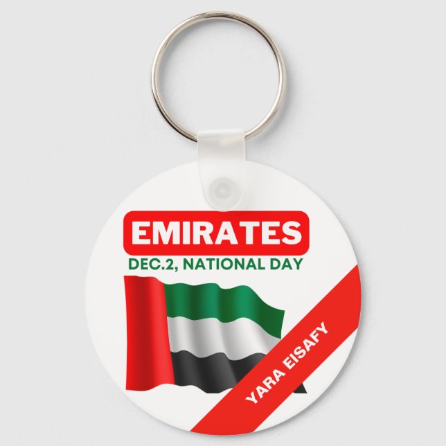 Porte-clés Drapeau Personnalisé Patriotique Émirats Arabes Un (Recto)