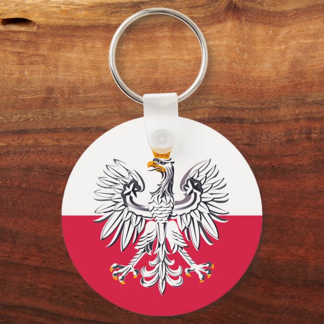 Porte-clés Drapeau polonais & Aigle, vacances en Pologne, voy (Recto)