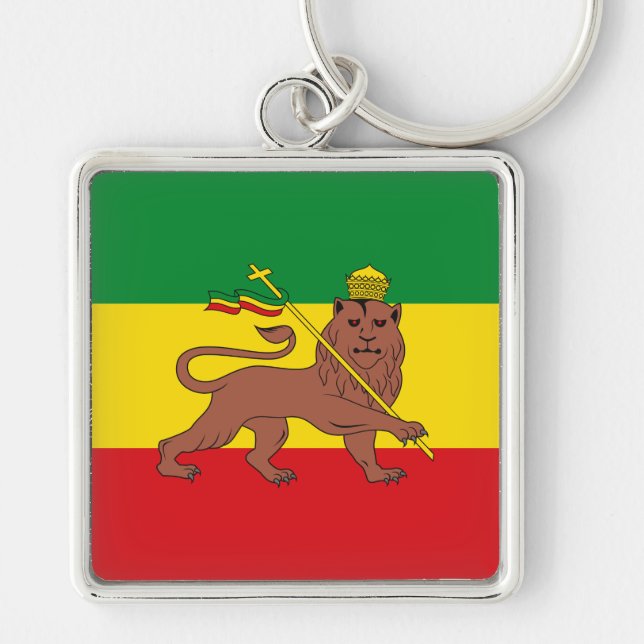 Porte-clés Drapeau rastafarien personnalisé d'Ethiopie Lion d (Devant)