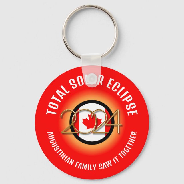 Porte-clés Drapeau Red CANADA 2024 TOTAL ÉLIPSE SOLAIRE Souve (Recto)