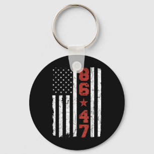 Porte-clés Drapeau rétro Vintage américain 86 47 Anti Trump