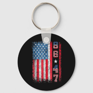 Porte-clés Drapeau rétro Vintage américain 86 47 Anti Trump