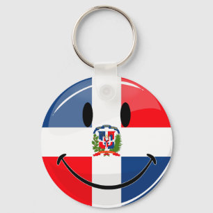 Porte-clés Drapeau rond brillant de la République Dominicain