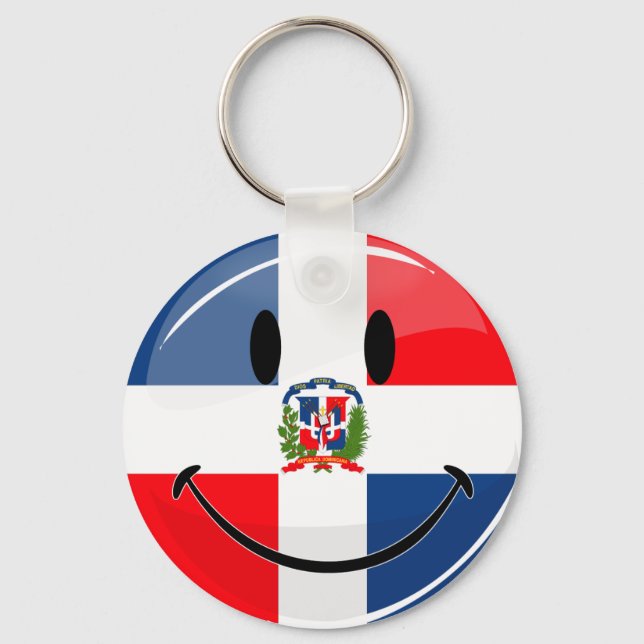 Porte-clés Drapeau rond brillant République Dominicaine (Recto)