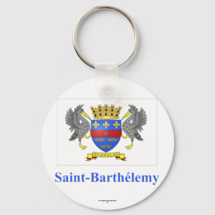 Porte-clés Drapeau Saint Barthélemy avec nom en français