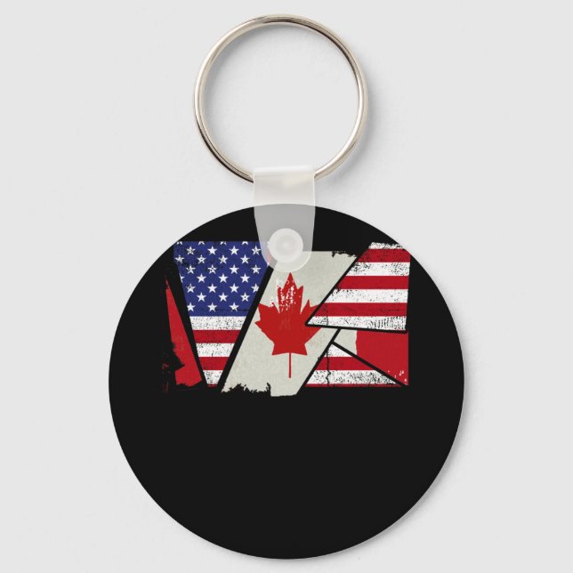 Porte-clés Drapeau semi-américain des racines canadiennes Can (Recto)