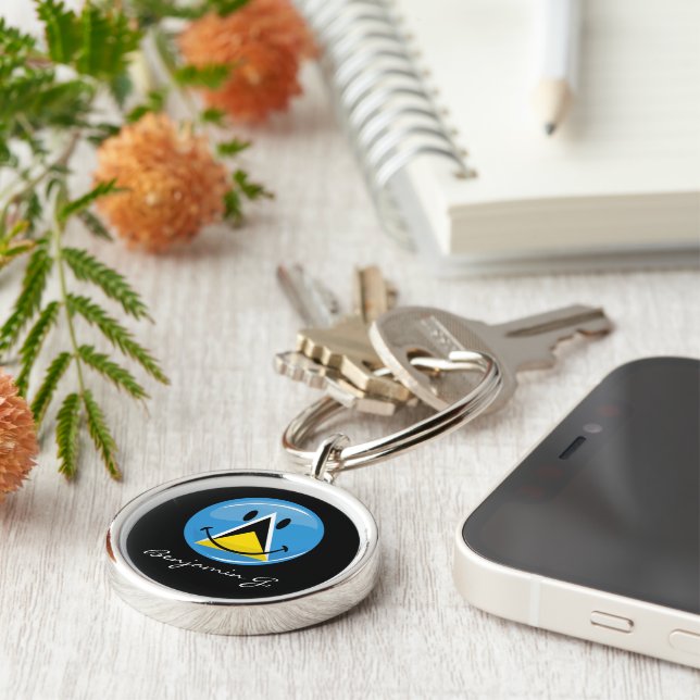 Porte-clés Drapeau souriant de Sainte-Lucie (Côté)