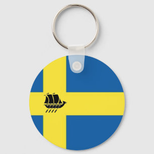 Porte-clés Drapeau suédois avec Viking Ship Scandinave