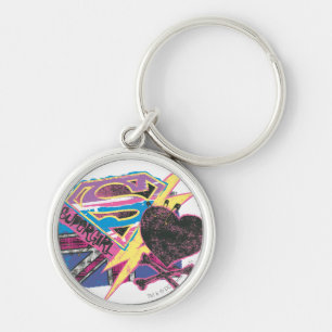 Porte-clés Drapeau supergirl et os croisés