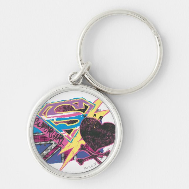 Porte-clés Drapeau supergirl et os croisés (Devant)