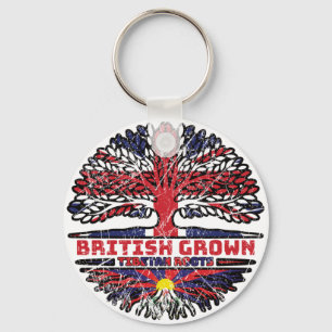 Porte-clés Drapeau tibétain britannique britannique des racin