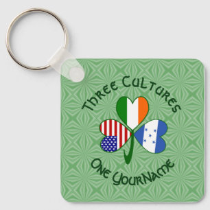 Porte-clés Drapeau trèfle personnalisé américain irlandais ho