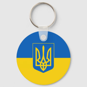 Porte-clés Drapeau ukrainien avec armoiries