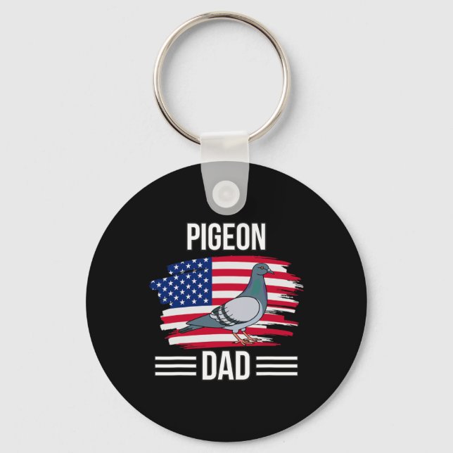 Porte-clés Drapeau US 4 juillet Fête des pères Pigeon Papa (Recto)
