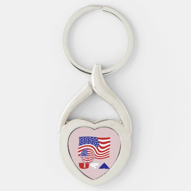 Porte-clés Drapeau USA Arrière - plan de balle rose (Devant)