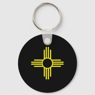 Porte-clés Drapeau vintage du Nouveau-Mexique Zia Soleil Rétr