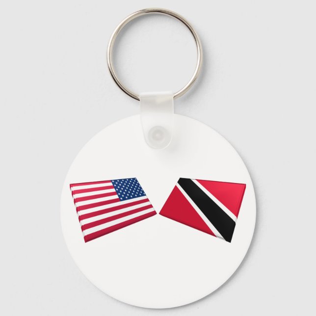 Porte-clés Drapeaux américains et trinidadiens (Recto)