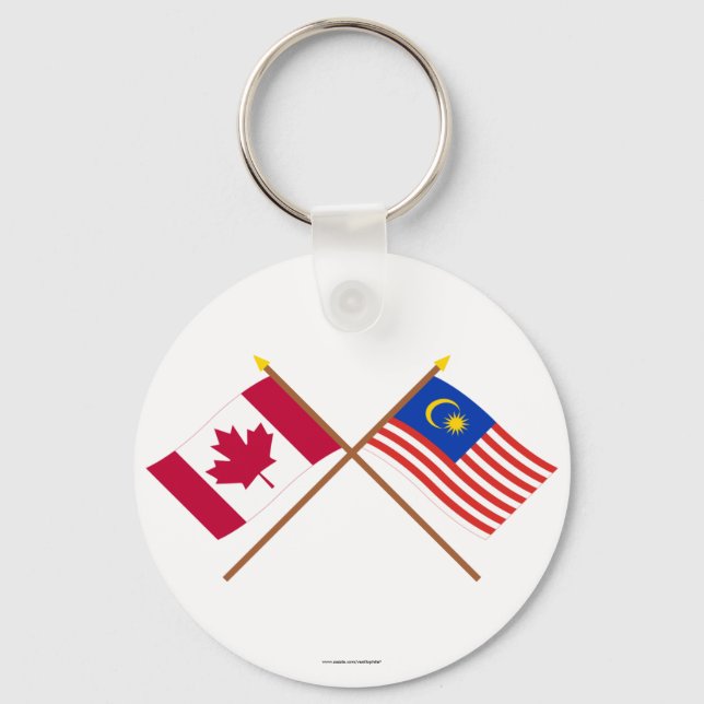 Porte-clés Drapeaux croisés Canada et Malaisie (Recto)