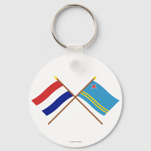 Porte-clés Drapeaux croisés de la Hollande et de l'Aruba