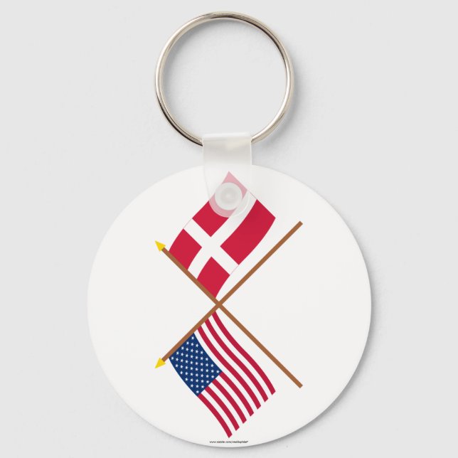 Porte-clés Drapeaux croisés des États-Unis et du Danemark (Recto)