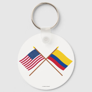Porte-clés Drapeaux croisés États-Unis et Colombie