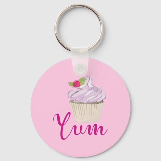 Porte-clés Dreamy Cupcake rose avec Yum framboise! (Recto)