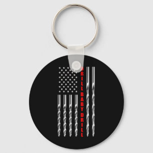 Porte-clés Drill Baby Drill American Flag Patriotique Donald 