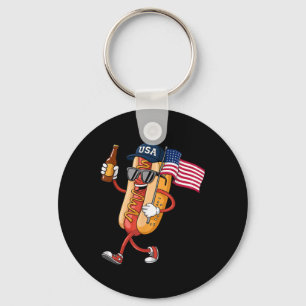 Porte-clés Drôle 4 juillet fête de l'indépendance Hot Dog Wie