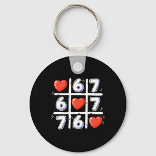Porte-clés Drôle 6 7 Tic Tac Toe Cœur 67 Saint-Valentin Mème