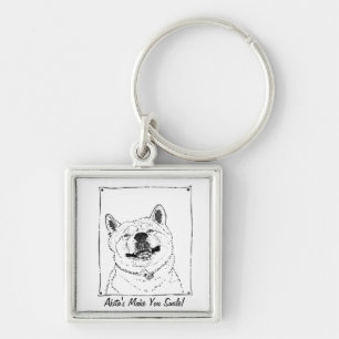 Porte-clés drôle akita japonaise avec sourire mignon