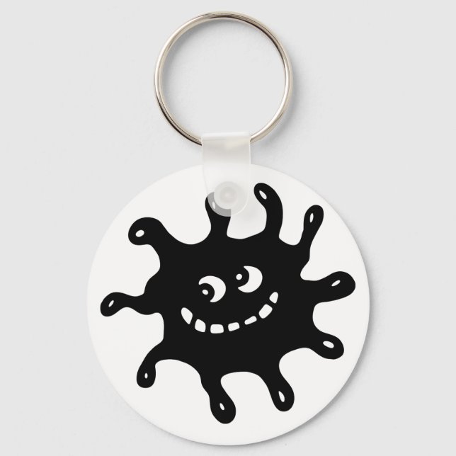 Porte-clés Drôle Cartoon souriant Germe noir & blanc (Recto)