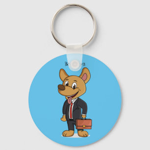 Porte-clés Drôle chien en costume d'entreprise dessin animé