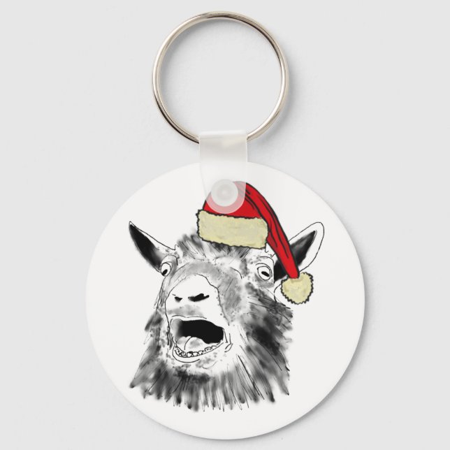 Porte-clés Drôle cri chèvre Noël (Recto)