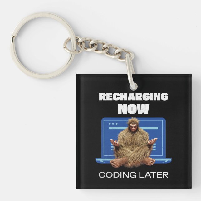 Porte-clés Drôle de Bigfoot Programmeur Rechargeant Codage Pl (Devant)