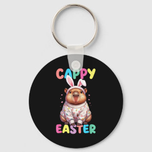 Porte-clés Drôle de cappy Pâques capybara mème joyeux jour de