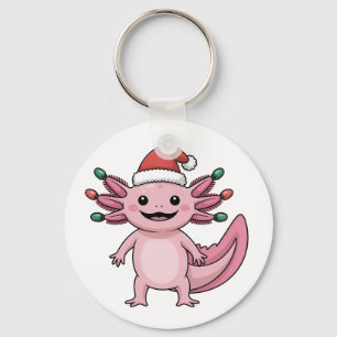Porte-clés Drôle de chapeau de Noël Santa Axolotl Xmas tenue