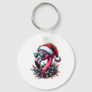 Porte-clés Drôle de Flamant Rose Tropical Noël en Juillet Haw