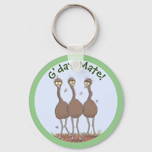 Porte-clés Drôle dessin animé du trio australien emu (Recto)