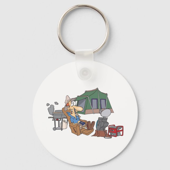 Porte-clés Drôle Glamping Cartoon Camping de luxe (Recto)